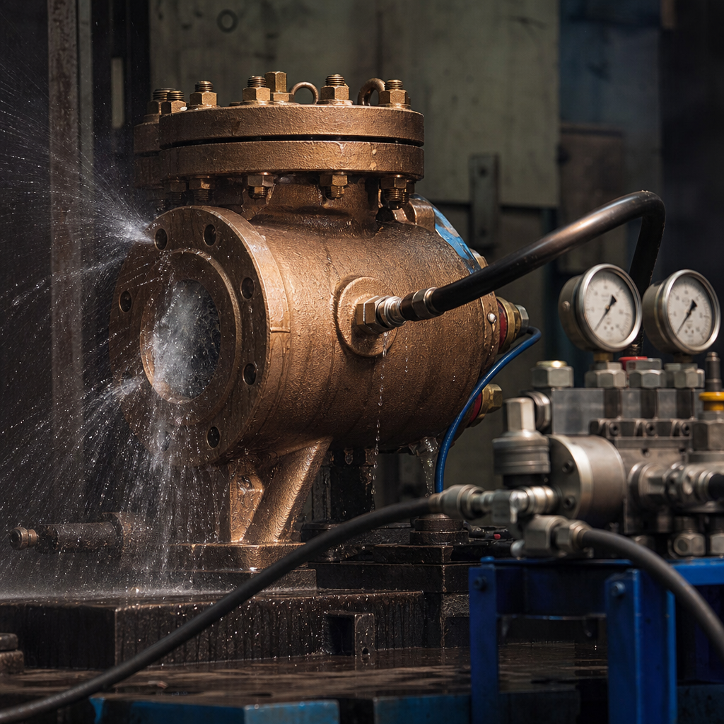 Hydrostatic testing at Ironbound Castings